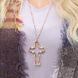 Gold Twisted Cross Pendant Necklace